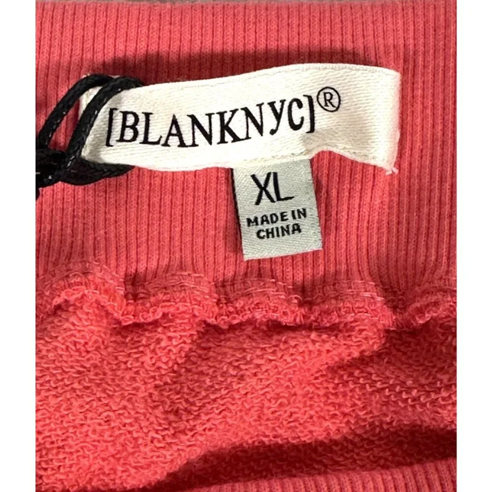 BLANKNYC Cotton Terry Drawstring Frayed Hem‎ Salmon Shorts NWT Size XL